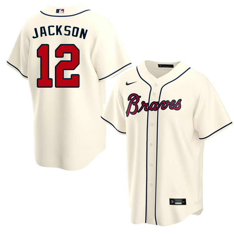 Nike Men #12 Alex Jackson Atlanta Braves Baseball Jerseys Sale-Cream